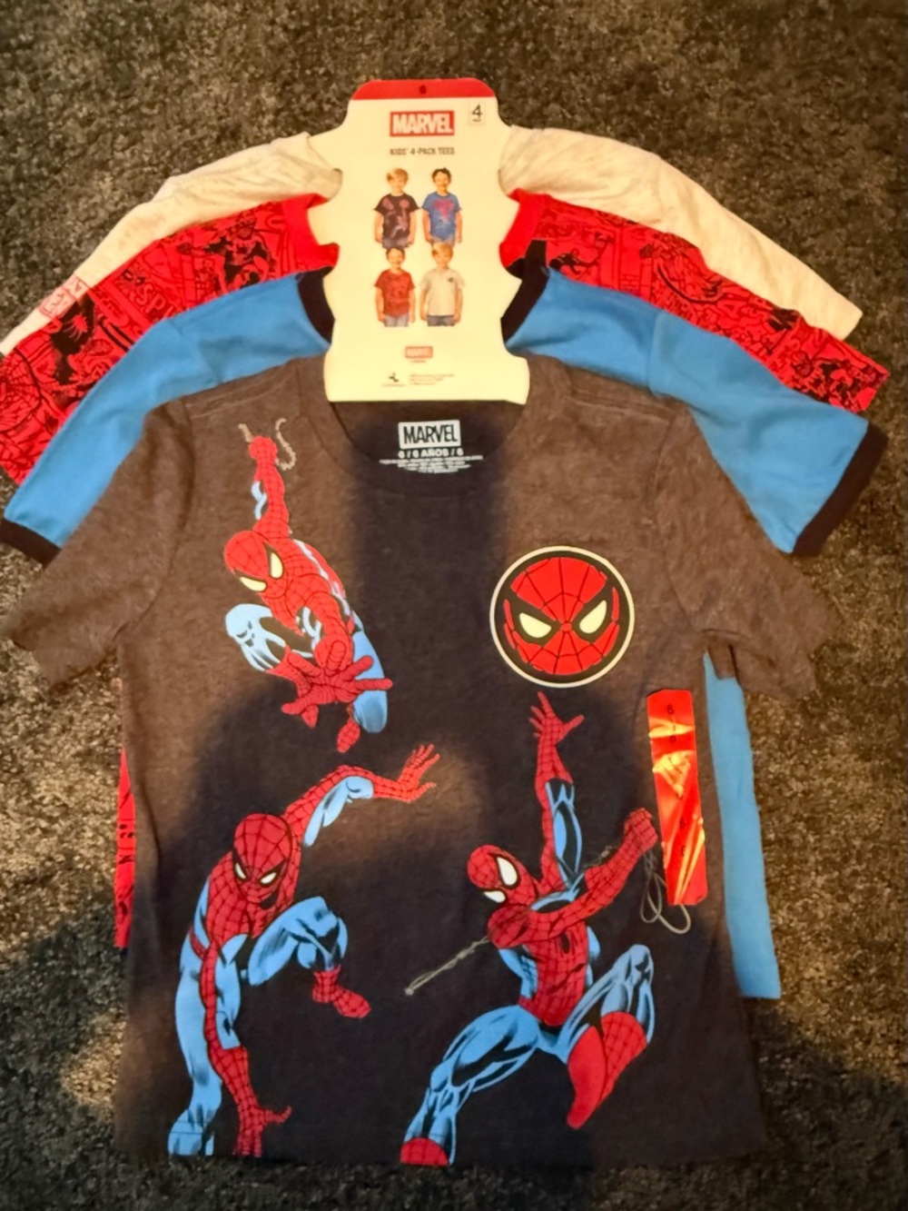 Marvel Boys' Spider-Man Graphic Tee Set- 4 pack size 6